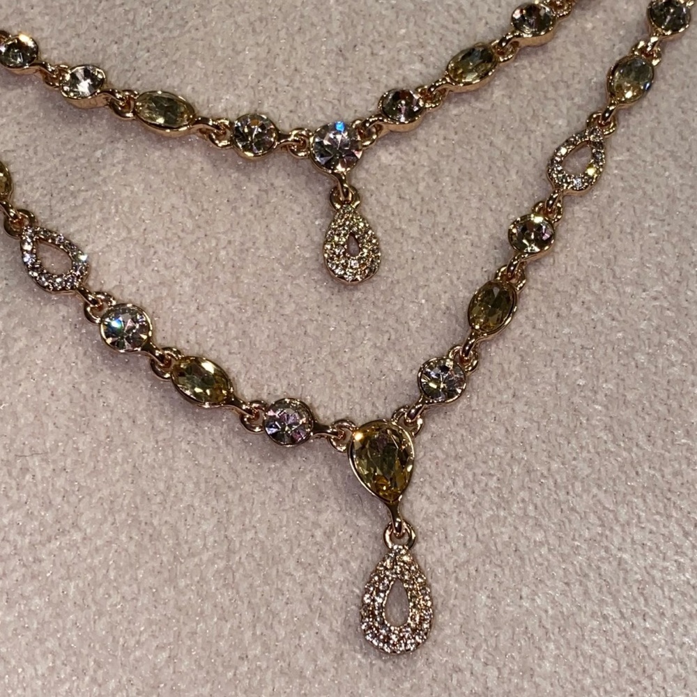 Givenchy rose gold tone with champagne Swarovski crystal necklace